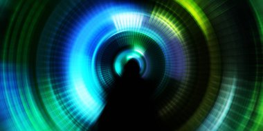 Parlayan neon ışıkları. Parlak sunum tasarım şablonu. Fotoğraf makinesi konsepti. Soyut arkaplan. Dönen ışık ışınları. Hareketli kavramsal duvar kağıdı. Grafik dijital illüstrasyon. 