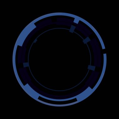Fütürist dairesel gövde arayüzü elementi. Soyut çember geometrik arkaplan. Dijital teknolojinin grafiksel çizimi.