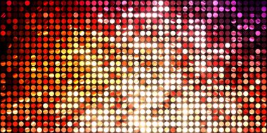 Parlayan ışıklar siyah arka planda parti izleri. Sahne veya stadyum ışıklarının dijital illüstrasyonu. Parlak desenli duvar kağıdı. Sahne ışıkları ile renkli ışıkların ihtişamlı arkaplanı.