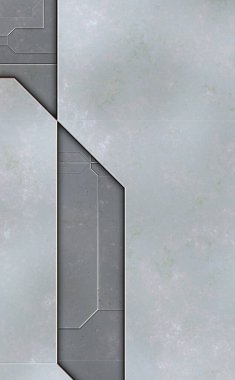 Katmanlı paneller. Fütürist soyut duvar kağıdı. Geometrik teknolojik yansıtıcı arka plan 3D metalik doku. Uzay gemisi desen yüzeyi.