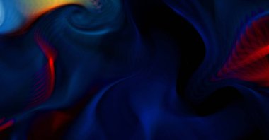 Hareketli girdapların soyut çizimi. Titreşimli renkli kıvrımların dönen akışı. Kıvrımlı ve kıvrımlı arka plan ve çizgiler. Garip duvar kâğıdı tasarımı. Dalgalanma arkaplanı.