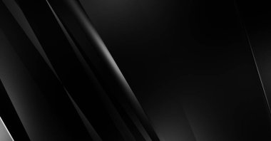 Geometrik katmanlı 3 boyutlu siyah arkaplan. Soyut koyu fütüristik duvar kağıdı. Zarif, parlak çizgili arka plan. Poster, broşür, sunum ve web sitesi için geometrik şablon tasarımı.