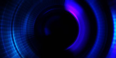 Parlayan neon ışıkları. Parlak sunum tasarım şablonu. Fotoğraf makinesi konsepti. Soyut arkaplan. Dönen ışık ışınları. Hareketli kavramsal duvar kağıdı. Grafik dijital illüstrasyon. 