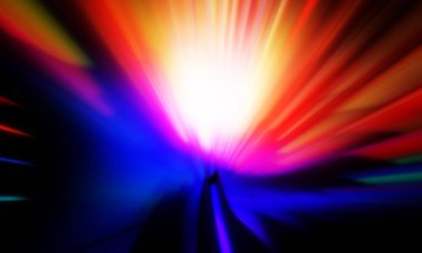 Siyah zemin üzerinde ışık parçacığı izleri. Parlayan parçacıkları ve çizgileri olan ışık patlaması yıldızı. Güzel hareketli soyut ışınlar duvar kağıdı. Renkli Patlama grafiği. Işık ışınlarının patlaması. 