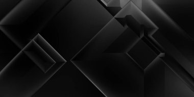 Siyah üç boyutlu geometrik arkaplan. Moda lüks minimalist tasarım. Geometrik şablon. Karanlık elementleri olan birinci sınıf soyut duvar kâğıdı. Poster, broşür, sunum, web sitesi için özel tasarım.