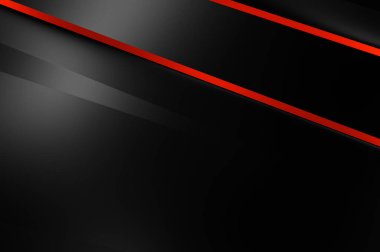 Metin için kopyalama alanı olan soyut siyah paneller. Üç boyutlu illüstrasyon. Renkli ışık özellikli koyu renk tasarım şablonu. Zarif geometrik parlak çizgili arka plan. Minimalist geometrik kapak grafiği.