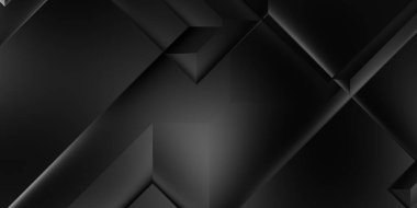 Siyah üç boyutlu geometrik arkaplan. Moda lüks minimalist tasarım. Geometrik şablon. Karanlık elementleri olan birinci sınıf soyut duvar kâğıdı. Poster, broşür, sunum, web sitesi için özel tasarım.