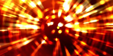 Parlayan ışıkları hareket ettirmenin havalı arka planı. Tasarımınız için canlı renkli bir portal şablonu. Işık ışınları ve hareket halindeki ışıldayan parçacıklar bir solucan deliği şekli oluşturuyor..