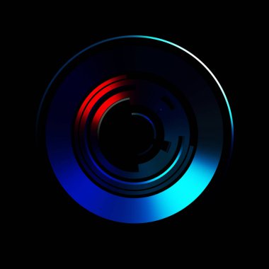 Gelecekçi hud arayüzü elementi. Soyut geometrik arkaplan. Dijital teknolojinin grafiksel çizimi siyah arkaplanda izole edildi..