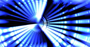 Siyah arkaplanda dönen ışık gösterisi. Lüks çizgiler. Parlak kıvrımlı duvar kağıdı. Uzay tüneli. Dönen ışık çemberi ya da maytap izi. Parlak konsept çizimi.