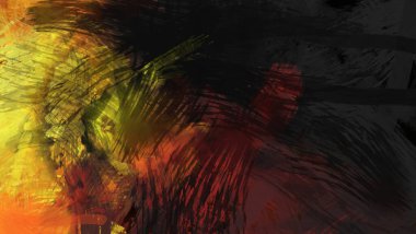 Soyut arkaplanda pürüzlü fırça darbeleri. Fırça boyası. Renkli boya darbeleri. Eşsiz duvar sanatı. Tuvaldeki modern sanat. Renkli çağdaş sanat eserleri.