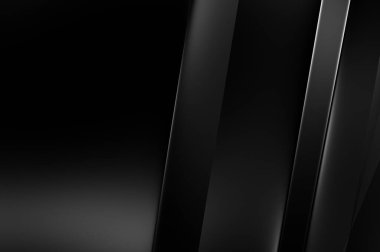 Geometrik katmanlı 3 boyutlu siyah arkaplan. Soyut koyu fütüristik duvar kağıdı. Zarif, parlak çizgili arka plan. Poster, broşür, sunum ve web sitesi için geometrik şablon tasarımı.