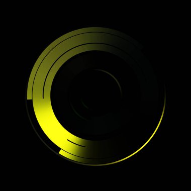 Gelecekçi hud arayüzü elementi. Soyut geometrik arkaplan. Dijital teknolojinin grafiksel çizimi siyah arkaplanda izole edildi..