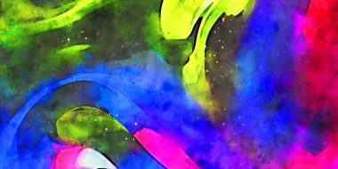 Kova desenli illüstrasyon. Çağdaş ve modern doku. Soyut renk boyama arka planı. Yaratıcı ve sanatsal duvar kağıdı. Fırçalanmış şekilleri ve lekeleri olan sanatsal duvar..