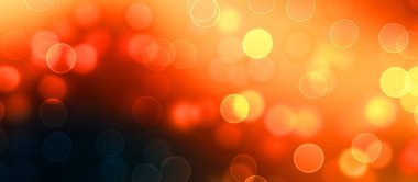 Kavramsal ışıklar duvar kağıdı. Güzel soyut çok renkli bokeh çemberleri parçacıklarla çevrili. Metninizi veya başlığınızı göstermek için boşluk ile odaklanmış olmayan canlı illüstrasyon. 