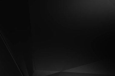 Lüks minimalist tasarım. Fütürist şablon. Karanlık elementleri olan birinci sınıf soyut duvar kâğıdı. Zarif bir zemin. Siyah üç boyutlu geometrik arkaplan. Poster, broşür, sunum için tasarım.