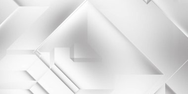 Beyaz 3d geometrik arka plan. Karanlık elementleri olan birinci sınıf soyut duvar kâğıdı. Poster, broşür, sunum ve web sitesi için özel tasarım. Moda lüks minimalist tasarım. Geometrik şablon. 