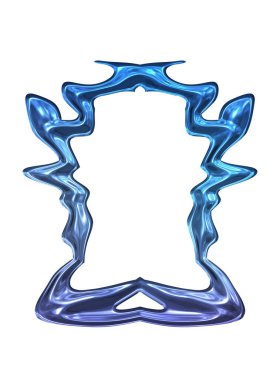 Üç boyutlu metalik illüstrasyon. Beyaz arka planda izole edilmiş fantezi çerçevesi. Davetiyeler, posterler, menü, hatıra defteri ve sunum için mükemmel. Metnin için şablon.