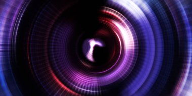 Parlayan neon ışıkları. Parlak sunum tasarım şablonu. Fotoğraf makinesi konsepti. Soyut arkaplan. Dönen ışık ışınları. Hareketli kavramsal duvar kağıdı. Grafik dijital illüstrasyon. 