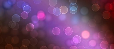Kavramsal ışıklar duvar kağıdı. Güzel soyut çok renkli bokeh çemberleri parçacıklarla çevrili. Metninizi veya başlığınızı göstermek için boşluk ile odaklanmış olmayan canlı illüstrasyon. 