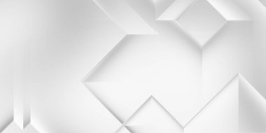Beyaz 3d geometrik arka plan. Karanlık elementleri olan birinci sınıf soyut duvar kâğıdı. Poster, broşür, sunum ve web sitesi için özel tasarım. Moda lüks minimalist tasarım. Geometrik şablon. 