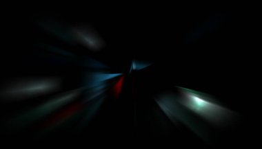 Parlayan ışıkları hareket ettirmenin havalı arka planı. Tasarımınız için canlı renkli bir portal şablonu. Işık ışınları ve hareket halindeki ışıldayan parçacıklar bir solucan deliği şekli oluşturuyor..