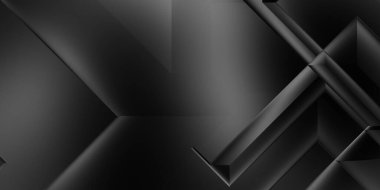 Siyah üç boyutlu geometrik arkaplan. Moda lüks minimalist tasarım. Geometrik şablon. Karanlık elementleri olan birinci sınıf soyut duvar kâğıdı. Poster, broşür, sunum, web sitesi için özel tasarım.