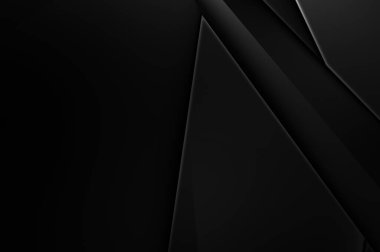 Lüks minimalist tasarım. Fütürist şablon. Karanlık elementleri olan birinci sınıf soyut duvar kâğıdı. Zarif bir zemin. Siyah üç boyutlu geometrik arkaplan. Poster, broşür, sunum için tasarım.