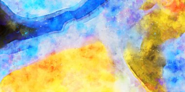 Kova desenli illüstrasyon. Çağdaş ve modern doku. Soyut renk boyama arka planı. Yaratıcı ve sanatsal duvar kağıdı. Fırçalanmış şekilleri ve lekeleri olan sanatsal duvar..