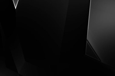 Lüks minimalist tasarım. Fütürist şablon. Karanlık elementleri olan birinci sınıf soyut duvar kâğıdı. Zarif bir zemin. Siyah üç boyutlu geometrik arkaplan. Poster, broşür, sunum için tasarım.