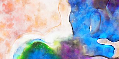 Kova desenli illüstrasyon. Çağdaş ve modern doku. Soyut renk boyama arka planı. Yaratıcı ve sanatsal duvar kağıdı. Fırçalanmış şekilleri ve lekeleri olan sanatsal duvar..