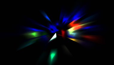 Parlayan ışıkları hareket ettirmenin havalı arka planı. Tasarımınız için canlı renkli bir portal şablonu. Işık ışınları ve hareket halindeki ışıldayan parçacıklar bir solucan deliği şekli oluşturuyor..