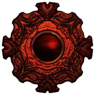 Beyaz arka planda izole bir mücevher. Mücevherli bir fantezi mücevherin 3 boyutlu görüntüsü. Masal elementi. Lüks grafik duvar kağıdı.