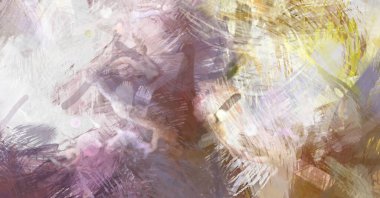 Soyut arkaplanda pürüzlü fırça darbeleri. Fırça boyası. Renkli boya darbeleri. Eşsiz duvar sanatı. Tuvaldeki modern sanat. Renkli çağdaş sanat eserleri.