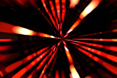 Siyah arkaplanda dönen ışık gösterisi. Lüks çizgiler. Parlak kıvrımlı duvar kağıdı. Uzay tüneli. Dönen ışık çemberi ya da maytap izi. Parlak konsept çizimi.