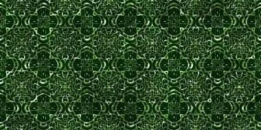 Renkli kumaş arka planında moda tarzında gümüş örgü süsü olan lüks, kusursuz bir şablon. Duvar kağıtları ve tekstil baskısı için tasarım. Lüks, ışıl ışıl metalimsi fantezi dokusu.