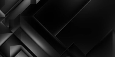 Siyah üç boyutlu geometrik arkaplan. Moda lüks minimalist tasarım. Geometrik şablon. Karanlık elementleri olan birinci sınıf soyut duvar kâğıdı. Poster, broşür, sunum, web sitesi için özel tasarım.