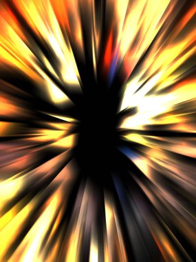 Siyah arkaplanda izole edilmiş dinamik ışık ışınları. Parlayan renkli ışık parçacıklarının grafiksel 2d çizimi.