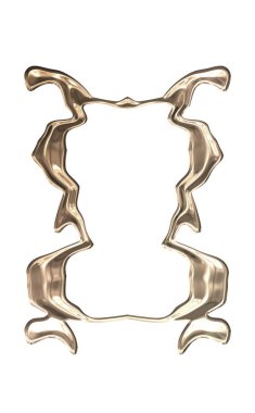 Üç boyutlu metalik illüstrasyon. Beyaz arka planda izole edilmiş fantezi çerçevesi. Davetiyeler, posterler, menü, hatıra defteri ve sunum için mükemmel. Metnin için şablon.