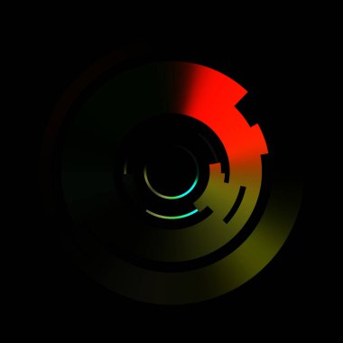 Gelecekçi hud arayüzü elementi. Soyut geometrik arkaplan. Dijital teknolojinin grafiksel çizimi siyah arkaplanda izole edildi..