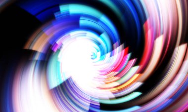 Dönen Işık gösterisi arka planı. Canlı renklerle donatılmış ruhani enerji girdabı. Renkli canlı hareket çizimi. Tanıtım geçmişi. Kutlama grafiği.