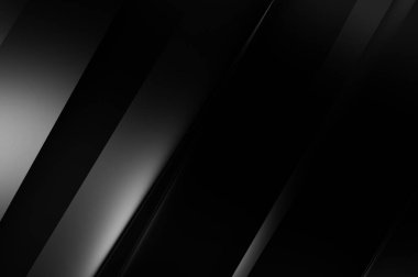 Geometrik katmanlı 3 boyutlu siyah arkaplan. Soyut koyu fütüristik duvar kağıdı. Zarif, parlak çizgili arka plan. Poster, broşür, sunum ve web sitesi için geometrik şablon tasarımı.