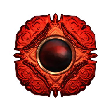 Beyaz arka planda izole bir mücevher. Mücevherli bir fantezi mücevherin 3 boyutlu görüntüsü. Masal elementi. Lüks grafik duvar kağıdı.