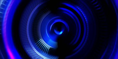 Fotoğraf makinesi konsepti. Soyut arkaplan. Dönen ışık ışınları. Hareketli kavramsal duvar kağıdı. Grafik dijital illüstrasyon. Parlayan neon ışıkları. Parlak sunum tasarım şablonu.