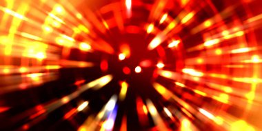 Parlayan ışıkları hareket ettirmenin havalı arka planı. Tasarımınız için canlı renkli bir portal şablonu. Işık ışınları ve hareket halindeki ışıldayan parçacıklar bir solucan deliği şekli oluşturuyor..