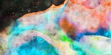 Kova desenli illüstrasyon. Çağdaş ve modern doku. Soyut renk boyama arka planı. Yaratıcı ve sanatsal duvar kağıdı. Fırçalanmış şekilleri ve lekeleri olan sanatsal duvar..