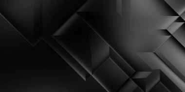 Siyah üç boyutlu geometrik arkaplan. Moda lüks minimalist tasarım. Geometrik şablon. Karanlık elementleri olan birinci sınıf soyut duvar kâğıdı. Poster, broşür, sunum, web sitesi için özel tasarım.