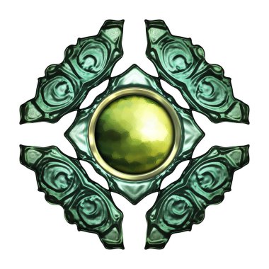 Beyaz arka planda izole bir mücevher. Mücevherli bir fantezi mücevherin 3 boyutlu görüntüsü. Masal elementi. Lüks grafik duvar kağıdı.