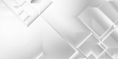 Beyaz 3d geometrik arka plan. Karanlık elementleri olan birinci sınıf soyut duvar kâğıdı. Poster, broşür, sunum ve web sitesi için özel tasarım. Moda lüks minimalist tasarım. Geometrik şablon. 