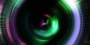 Parlayan neon ışıkları. Parlak sunum tasarım şablonu. Fotoğraf makinesi konsepti. Soyut arkaplan. Dönen ışık ışınları. Hareketli kavramsal duvar kağıdı. Grafik dijital illüstrasyon. 